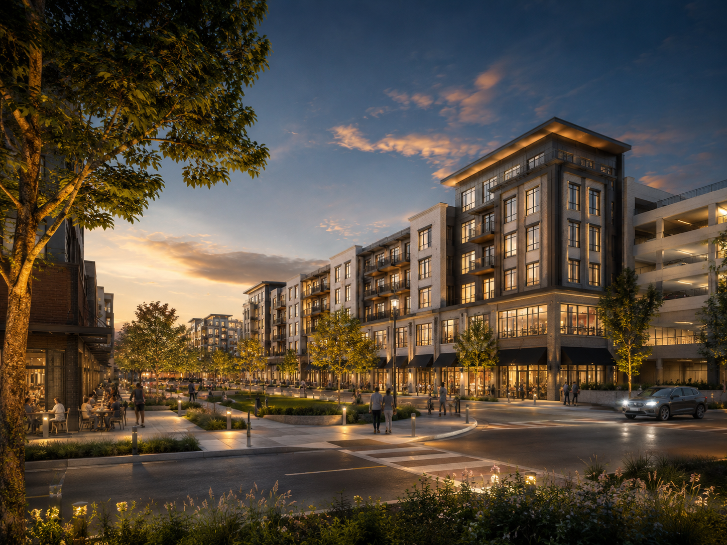 Walkable mixed-use community streetscape concept
